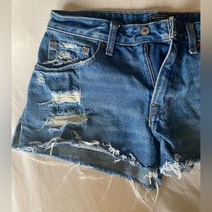 Low Rise Distressed Denim Shorts